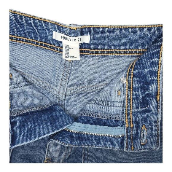 Forever 21 Shorts Women Sz 26 High Waist Blue Denim Cut Off Fringed - Picture 9 of 9